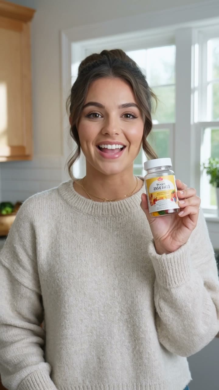 UGC Vitamin Gummies Review — AI UGC ad example made with Viralance